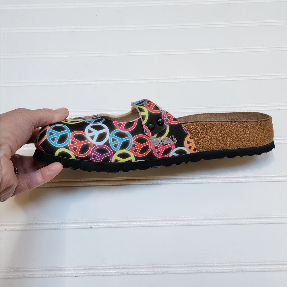 Birkenstock Birki's Peace Sign Print Mary Jane Clogs Size 7 Women's/5 Men's - Picture 6 of 10
